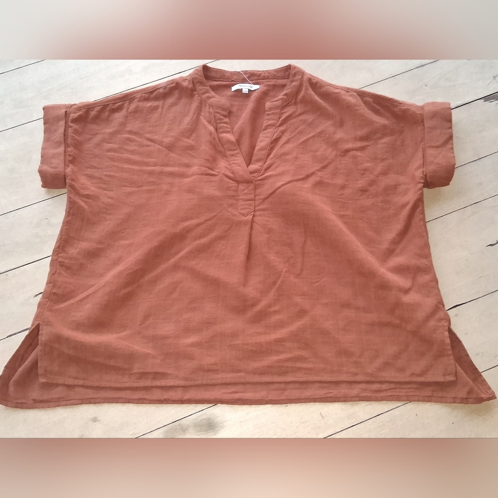 Madewell Terracotta V-Neck Blouse